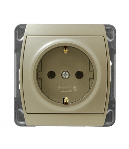 GAZELA GP-1JS/m/16/16 Gniazdo pojedyncze z uziemieniem schuko , SATYN/SATYN