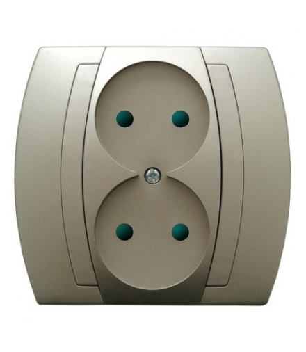 GAZELA GP-2JP/16/16 Gniazdo podwójne z przesłonami torów prądowych, SATYN/SATYN