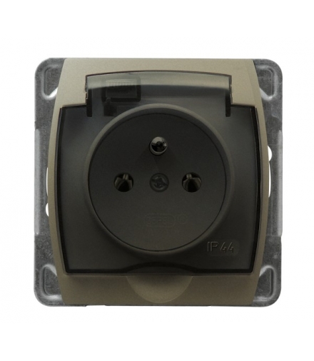 GAZELA GPH-1JZ/m/16/16/d Gniazdo bryzgoszczelne z uziemieniem IP-44 wieczko przezroczyste, SATYN/SATYN