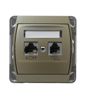 GAZELA GPKT-J/K/m/16/16 Gniazdo komputerowo-telefoniczne RJ 45 kat. 5e, (8-stykowe) + RJ 11 (6-stykowe), SATYN/SATYN