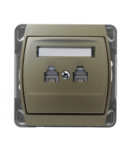 GAZELA GPT-2JN/m/16/16 Gniazdo telefoniczne podwójne niezależne, SATYN/SATYN