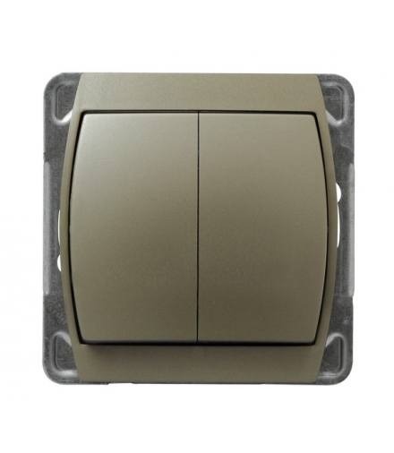 GAZELA ŁP-17J/m/16/16 Łącznik podwójny zwierny , (przycisk odbijający) SATYN/SATYN