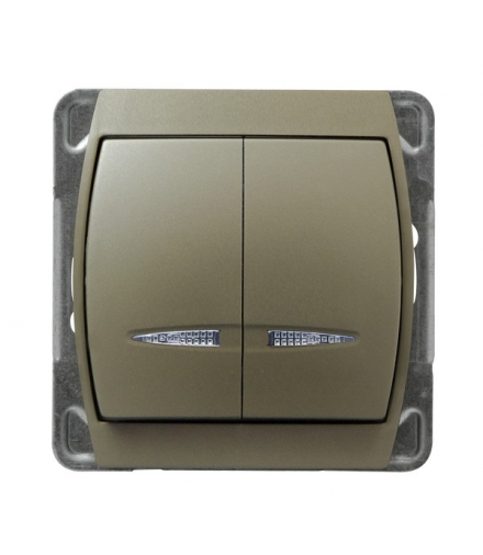 GAZELA ŁP-2JS/m/16/16 Łącznik podwójny (świecznikowy) z podświetleniem niebieskim, SATYN/SATYN