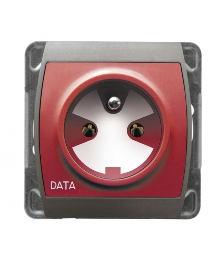 GAZELA GP-1JGZK/m/18/23 Gniazdo pojedyncze z uziemieniem DATA z kluczem uprawniającym, SREBRO/TYTAN