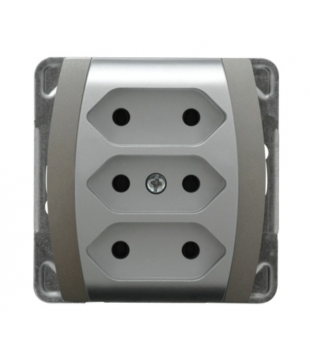 GAZELA GP-3J/m/18/23 Gniazdo potrójne EURO , SREBRO/TYTAN