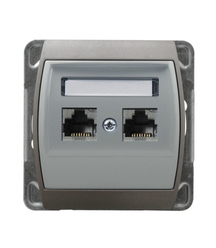 GAZELA GPK-2J/F/m/18/23 Gniazdo komputerowe podwójne, kat. 5e FOREX, SREBRO/TYTAN
