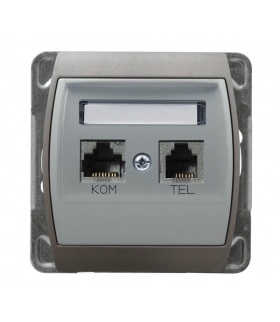 GAZELA GPKT-J/K/m/18/23 Gniazdo komputerowo-telefoniczne RJ 45 kat. 5e, (8-stykowe) + RJ 11 (6-stykowe), SREBRO/TYTAN