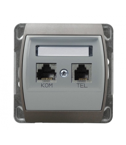 GAZELA GPKT-J/K6/m/18/23 Gniazdo komputerowo-telefoniczne, kat. 6 MMC, SREBRO/TYTAN
