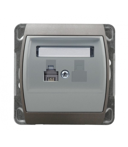 GAZELA GPT-1J/m/18/23 Gniazdo telefoniczne pojedyncze , SREBRO/TYTAN