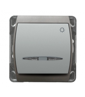 GAZELA ŁP-5JS/m/18/23 Łącznik zwierny "światło" z podświetleniem niebieskim, SREBRO/TYTAN