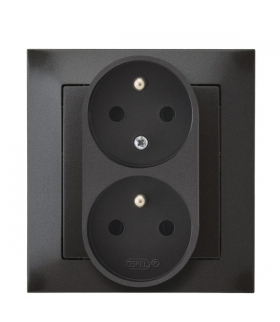 IMPRESJA GP-2YC/50 Gniazdo podwójne z uziemieniem z funkcją niezamienności faz, ANTRACYT
