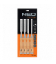 Dłuta 6, 12, 18, 24 mm, zestaw 4 szt. Uchwyt drewniany GTX NEO Tools 37-800