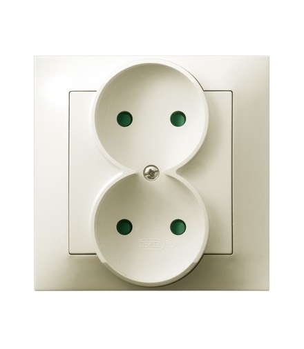 IMPRESJA GP-2YP/27 Gniazdo podwójne z przesłonami torów prądowych, ECRU