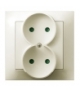 IMPRESJA GP-2YP/27 Gniazdo podwójne z przesłonami torów prądowych, ECRU