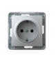 IMPRESJA GP-1YS/m/18 Gniazdo pojedyncze z uziemieniem schuko , SREBRO
