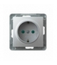 IMPRESJA GP-1YSP/m/18 Gniazdo pojedyncze z uziemieniem schuko z przesłonami torów prądowych, SREBRO