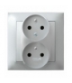 IMPRESJA GP-2YC/18 Gniazdo podwójne z uziemieniem z funkcją niezamienności faz, SREBRO