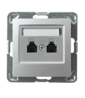 IMPRESJA GPT-2YN/m/18 Gniazdo telefoniczne podwójne niezależne, SREBRO