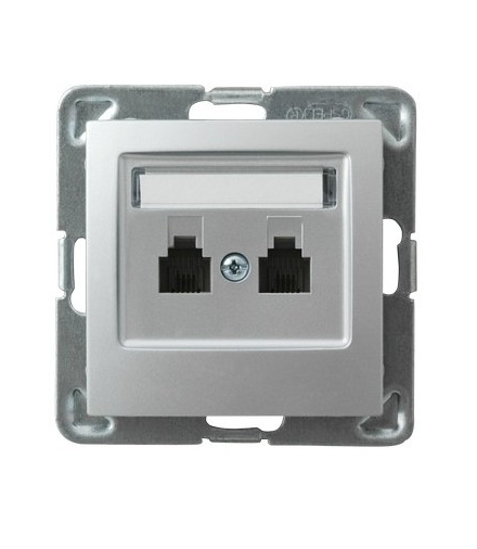 IMPRESJA GPT-2YN/m/18 Gniazdo telefoniczne podwójne niezależne, SREBRO