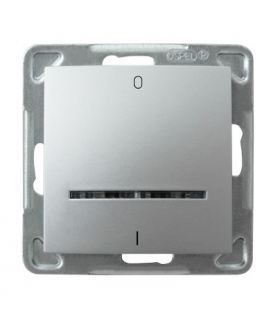 IMPRESJA ŁP-11YS/m/18 Łącznik dwubiegunowy z podświetleniem niebieskim, SREBRO