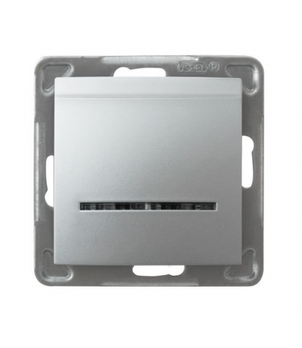 IMPRESJA ŁP-15YS/m/18 Łącznik hotelowy z podświetleniem niebieskim, SREBRO