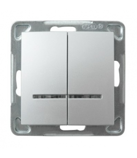 IMPRESJA ŁP-2YS/m/18 Łącznik podwójny (świecznikowy) z podświetleniem niebieskim, SREBRO