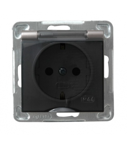 IMPRESJA GPH-1YS/m/23/d Gniazdo bryzgoszczelne z uziemieniem schuko IP-44 wieczko przezroczyste, TYTAN