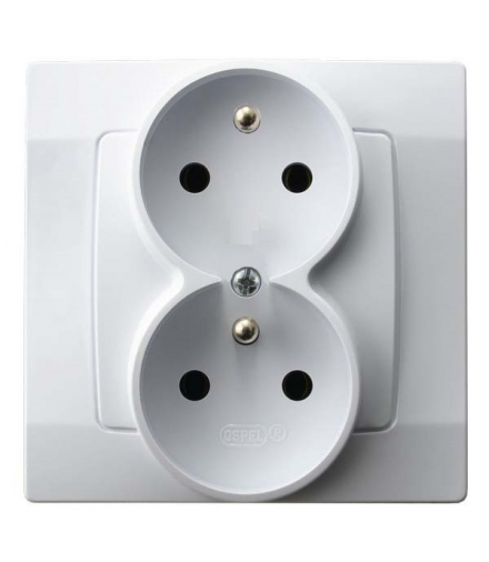 KARO GP-2SC/00 Gniazdo podwójne z uziemieniem z funkcją niezamienności faz, BIAŁY