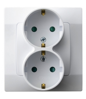 KARO GP-2SSP/00 Gniazdo podwójne z uziemieniem schuko z przesłonami torów prądowych, BIAŁY