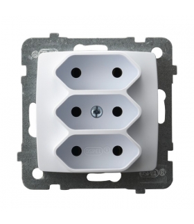 KARO GP-3S/m/00 Gniazdo potrójne EURO , BIAŁY