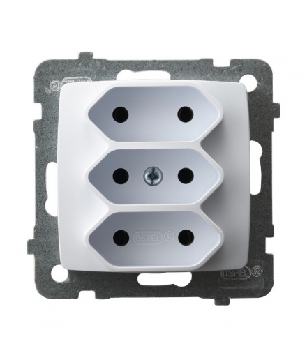 KARO GP-3S/m/00 Gniazdo potrójne EURO , BIAŁY