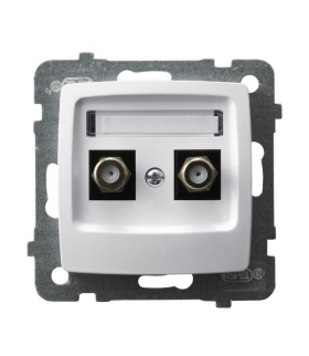 KARO GPA-2SF/m/00 Gniazdo antenowe typu F podwójne , BIAŁY