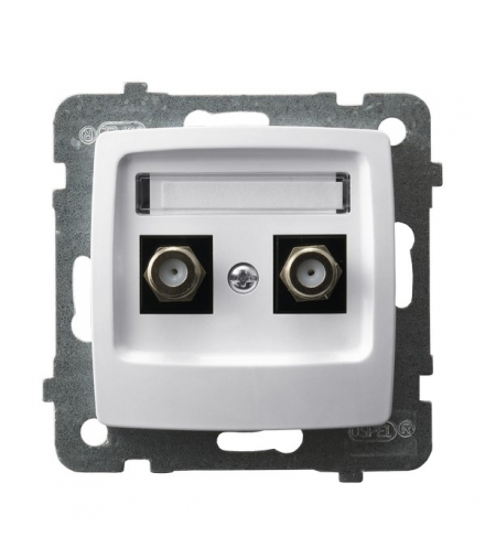 KARO GPA-2SF/m/00 Gniazdo antenowe typu F podwójne , BIAŁY