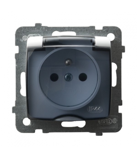 KARO GPH-1SZ/m/00/d Gniazdo bryzgoszczelne z uziemieniem IP-44 wieczko przezroczyste, BIAŁY