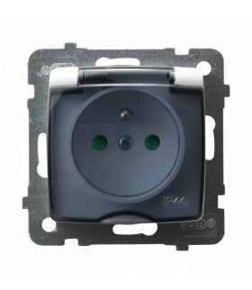 KARO GPH-1SZP/m/00/d Gniazdo bryzgoszczelne z uziemieniem IP-44 z przesłonami torów prądowych wieczko przezroczyste, BIAŁY