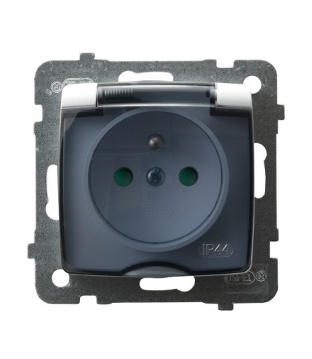 KARO GPH-1SZP/m/00/d Gniazdo bryzgoszczelne z uziemieniem IP-44 z przesłonami torów prądowych wieczko przezroczyste, BIAŁY