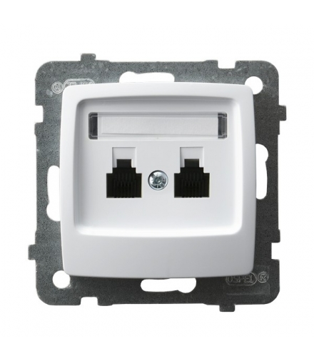 KARO GPT-2SN/m/00 Gniazdo telefoniczne podwójne niezależne, BIAŁY