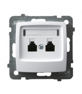 KARO GPT-2SR/m/00 Gniazdo telefoniczne podwójne równoległe, BIAŁY