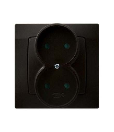 KARO GP-2SP/40 Gniazdo podwójne z przesłonami torów prądowych, CZEKOLADOWY METAL