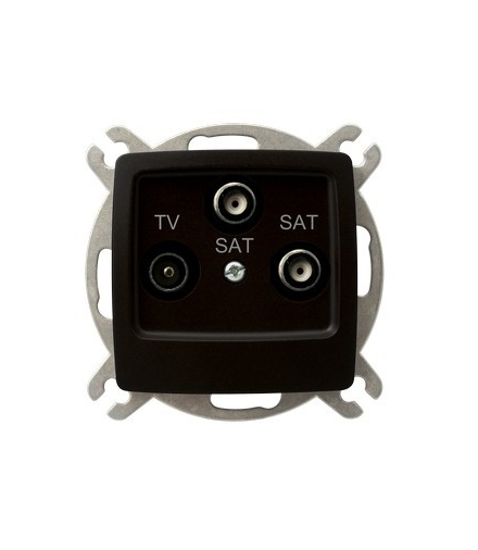 KARO GPA-S2S/m/40 Gniazdo RTV-SAT z dwoma wyjściami SAT , CZEKOLADOWY METAL