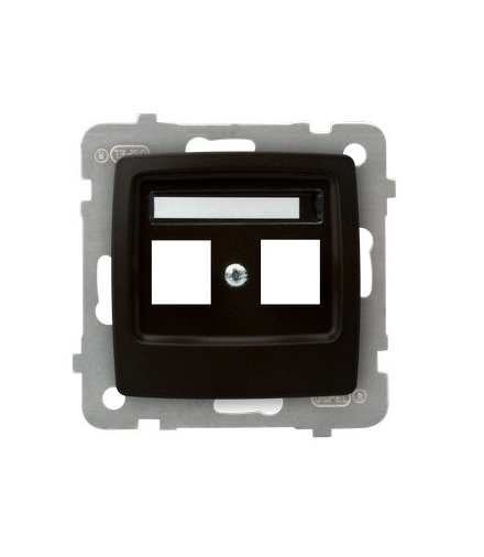 KARO GPK-2S/p/40 Obudowa gniazda podwójnego typu Keyston prosta, CZEKOLADOWY METAL