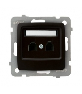 KARO GPT-2SN/m/40 Gniazdo telefoniczne podwójne niezależne, CZEKOLADOWY METAL