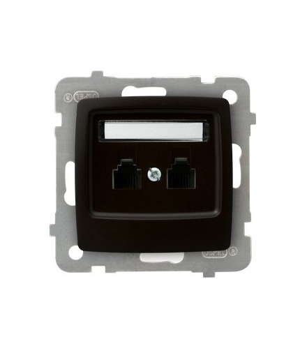 KARO GPT-2SR/m/40 Gniazdo telefoniczne podwójne równoległe, CZEKOLADOWY METAL