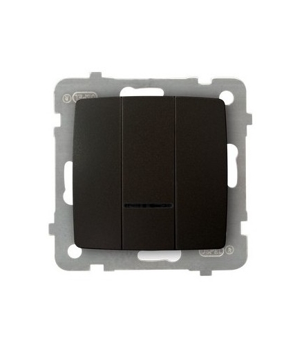 KARO ŁP-13SS/m/40 Łącznik potrójny z podświetleniem niebieskim, CZEKOLADOWY METAL