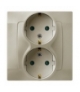 KARO GP-2SSP/42 Gniazdo podwójne z uziemieniem schuko z przesłonami torów prądowych, ECRU PERŁOWY