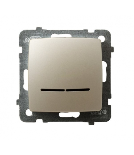 KARO ŁP-1SS/m/42 Łącznik jednobiegunowy z podświetleniem niebieskim, ECRU PERŁOWY