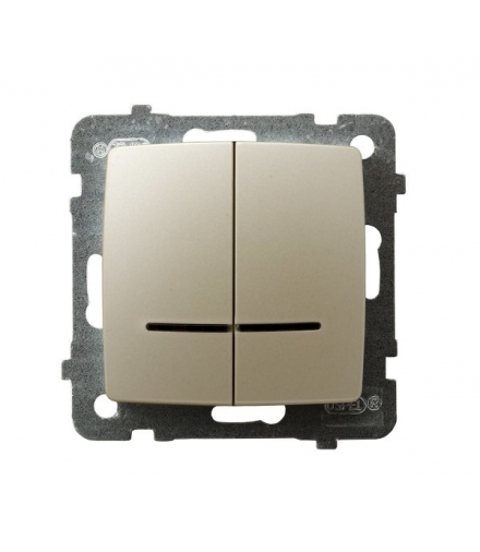 KARO ŁP-2SS/m/42 Łącznik podwójny (świecznikowy) z podświetleniem niebieskim, ECRU PERŁOWY