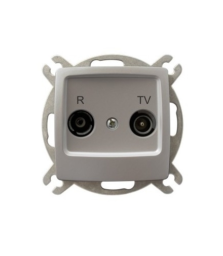 KARO GPA-10SP/m/43 Gniazdo RTV przelotowe 10-dB , SREBRNY PERŁOWY