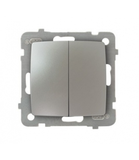 KARO ŁP-17S/m/43 Łącznik podwójny zwierny (przycisk odbijający) SREBRNY PERŁOWY