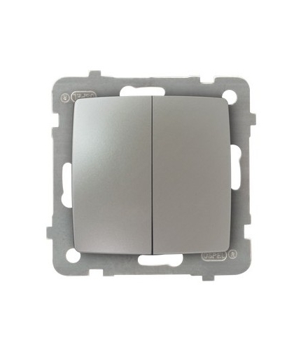 KARO ŁP-17S/m/43 Łącznik podwójny zwierny (przycisk odbijający) SREBRNY PERŁOWY